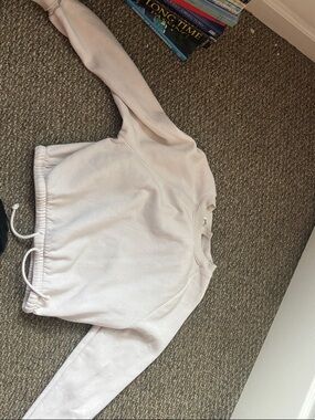 H&M BEIGE Drawstring Hem Crewneck Sweatshirt